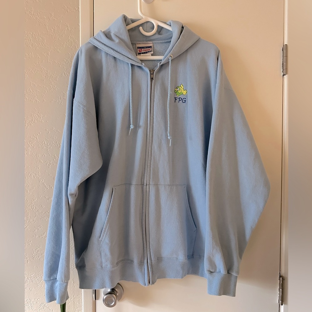 Hanes Light Blue Zip-Up Hoodie